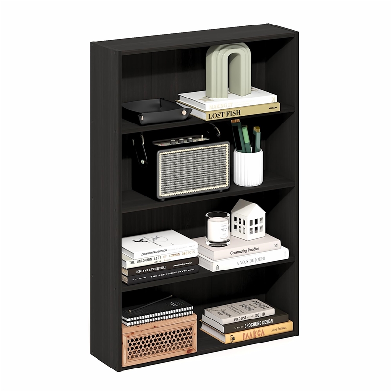 Furinno Basic 4-Tier Open Shelf Bookcase 6 x 24 x 35inches in Espresso