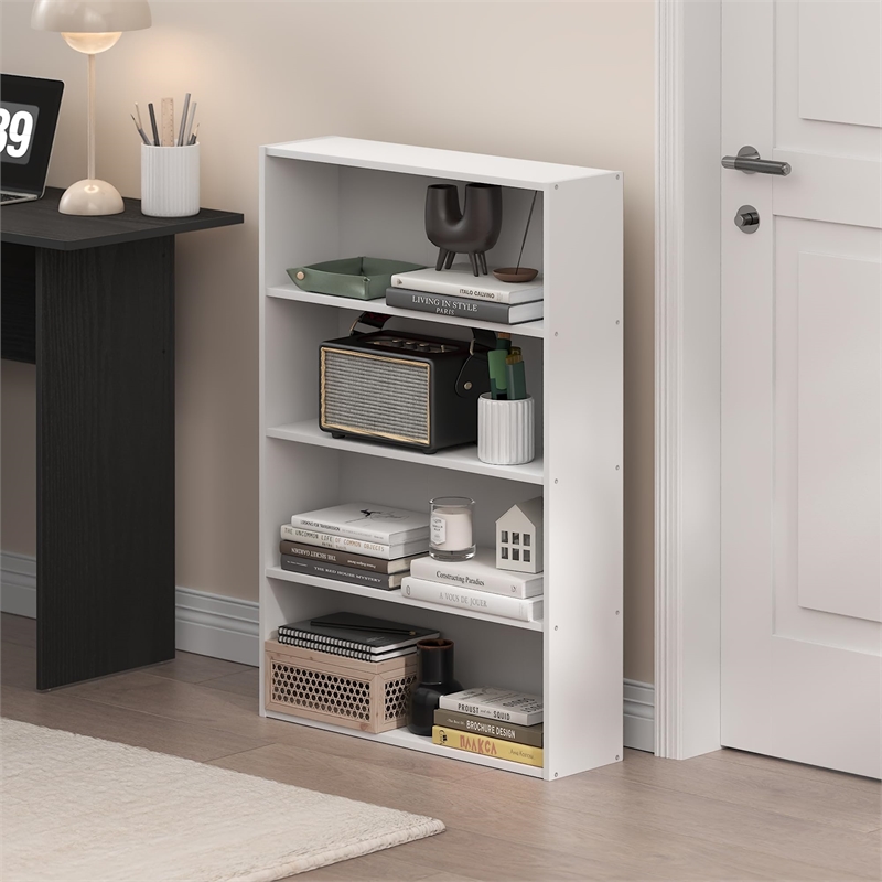 Furinno BASIC 4-Tier Open Shelf Bookcase 6 x 24 x 35inches in White