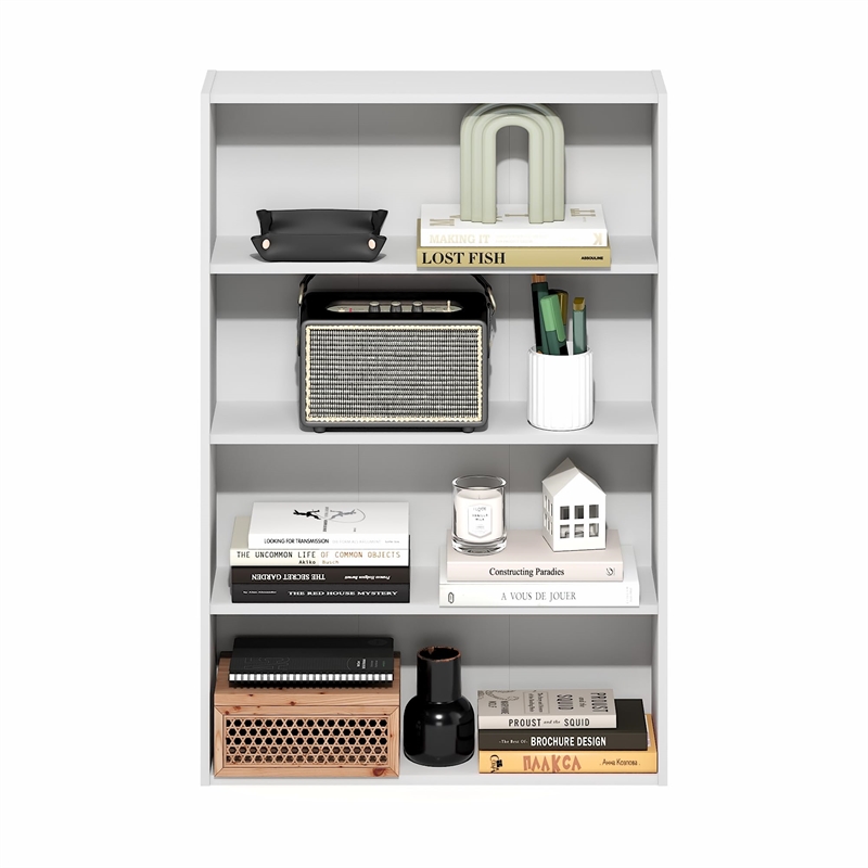 Furinno BASIC 4-Tier Open Shelf Bookcase 6 x 24 x 35inches in White