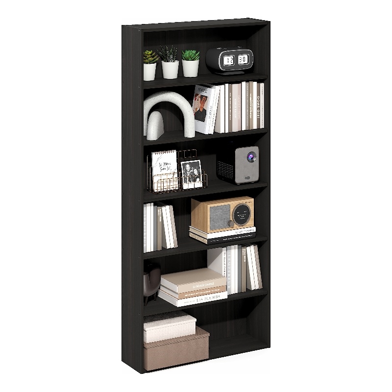 Furinno BASIC 6-Tier Open Shelf Bookcase 7 x 24 x 53inches in Espresso