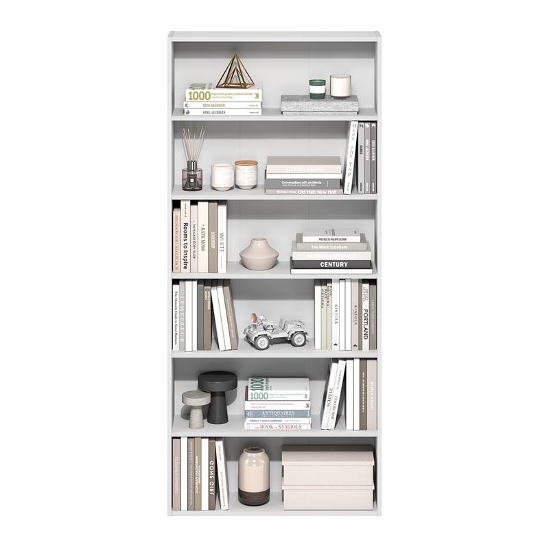Furinno BASIC 6-Tier Open Shelf Bookcase 7 x 24 x 53inches in White