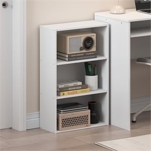 Furinno BASIC 3-Tier Open Shelf Bookcase 7 x 17 x 26inches in White