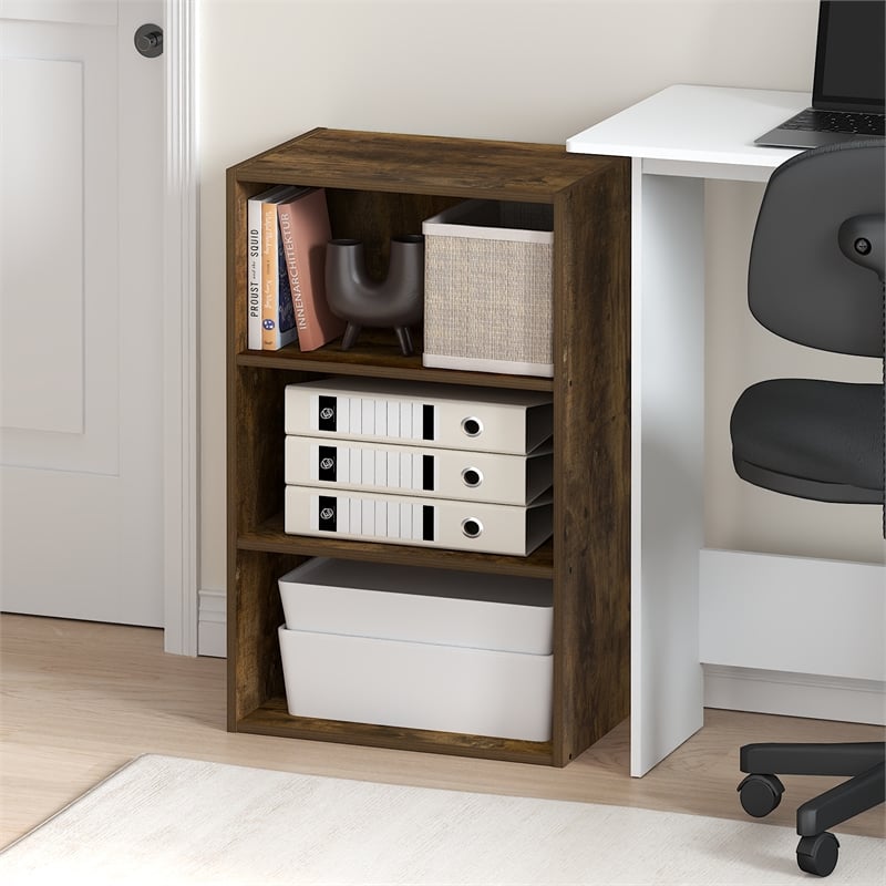 Furinno Basic 3-Tier Open Shelf 11 x 17 x 26inches in Amber Pine