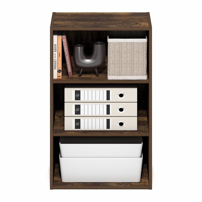 Furinno Basic 3-Tier Open Shelf 11 x 17 x 26inches in Amber Pine