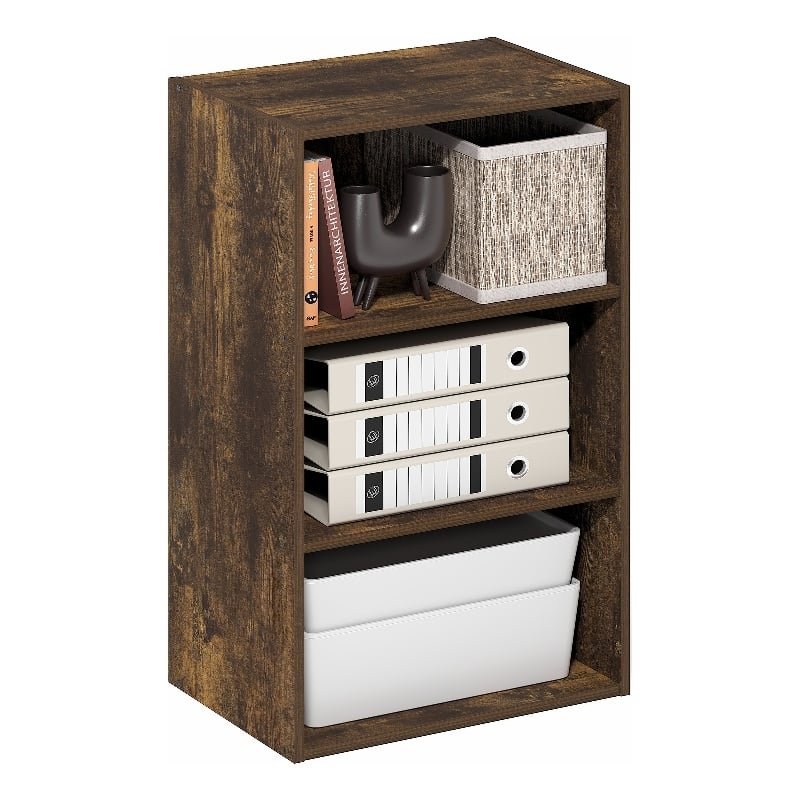 Furinno Basic 3-Tier Open Shelf 11 x 17 x 26inches in Amber Pine