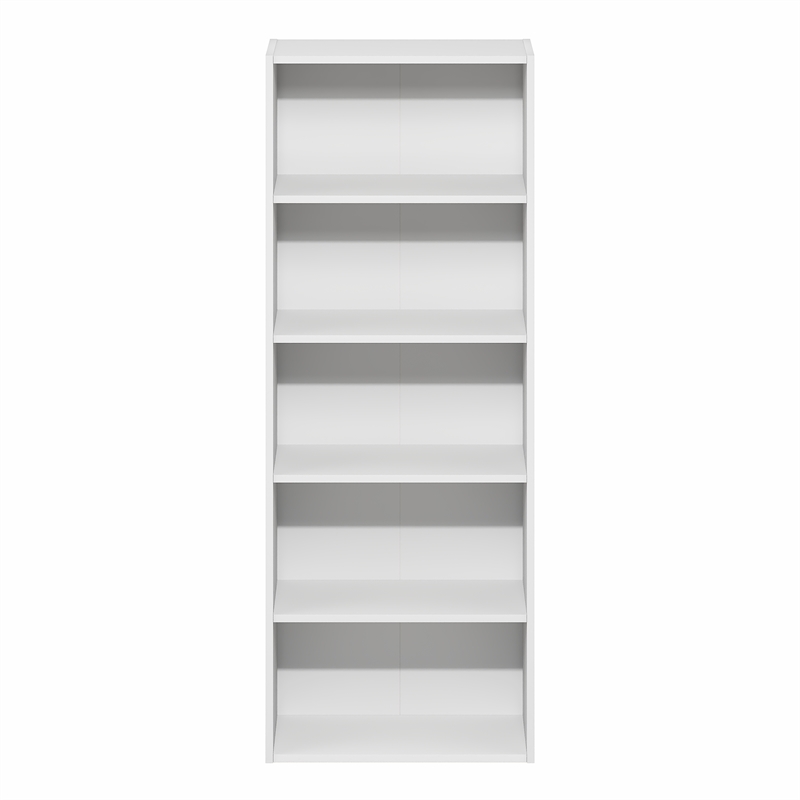 Furinno BASIC 5-Tier Open Shelf Bookcase  7 x 17 x 44inches in White