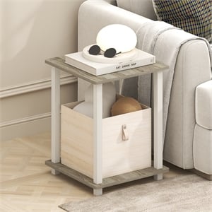 Furinno SIMPLISTIC End Table in Set of Two in Light Oak/White