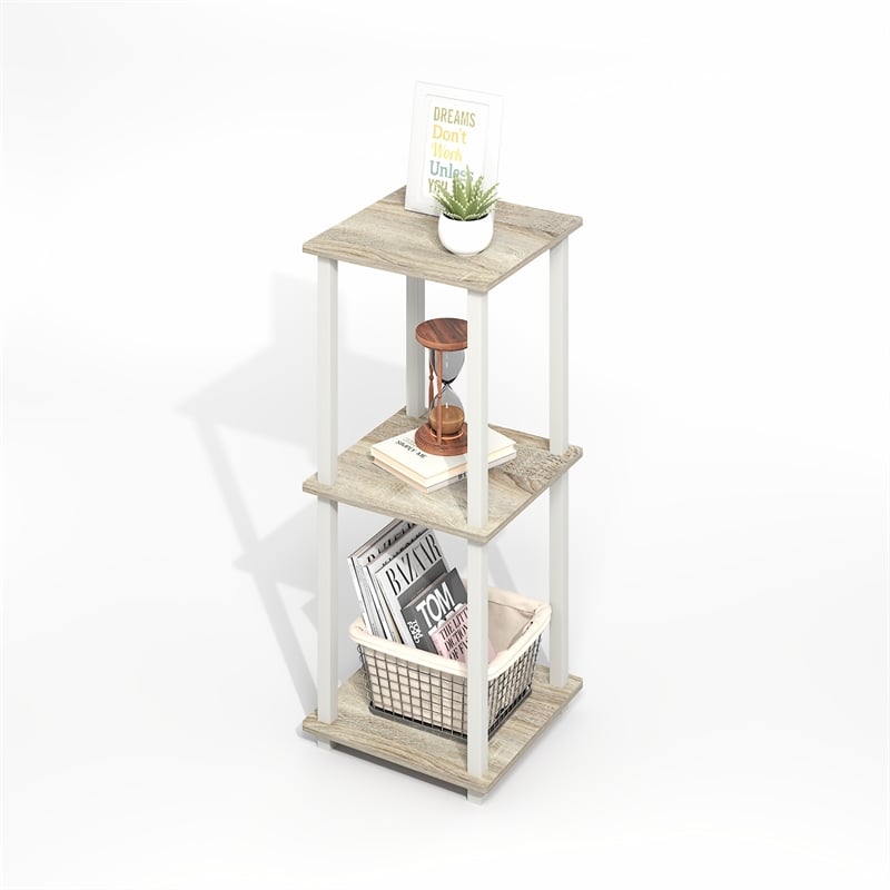 Furinno SIMPLISTIC End Table in Set of Two in Light Oak/White