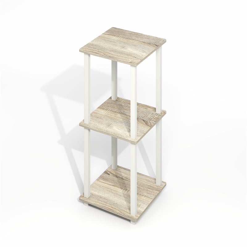 Furinno SIMPLISTIC End Table in Set of Two in Light Oak/White