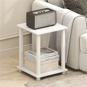 Furinno SIMPLISTIC End Table in Set of Two in Pla inWhite/White
