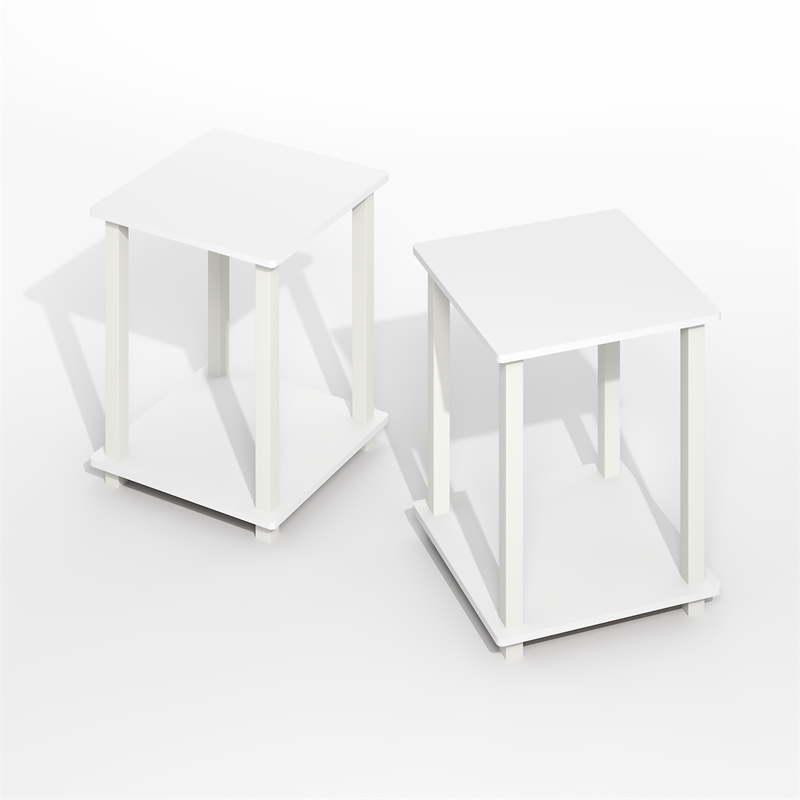 Furinno SIMPLISTIC End Table in Set of Two in Pla inWhite/White