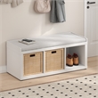 Furinno CUBICLE 3-Cube Storage Bench with Comfy Cushion in White