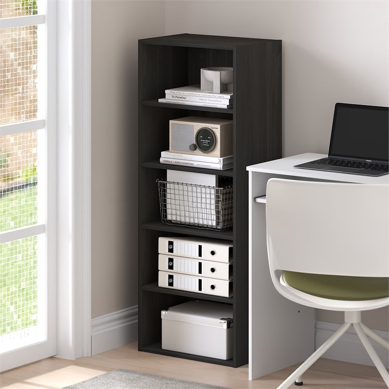 Furinno BASIC 5-Tier Open Shelf Bookcase  11 x 17 x 4inches4 in Espresso