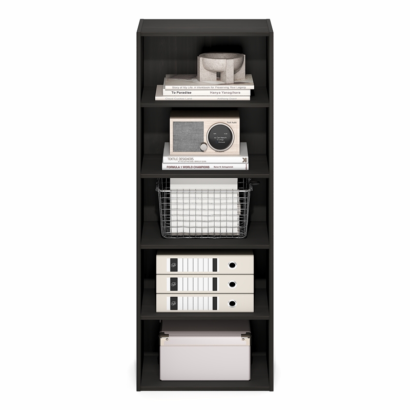 Furinno BASIC 5-Tier Open Shelf Bookcase  11 x 17 x 4inches4 in Espresso