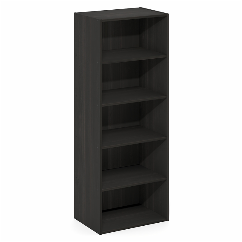 Furinno BASIC 5-Tier Open Shelf Bookcase  11 x 17 x 4inches4 in Espresso