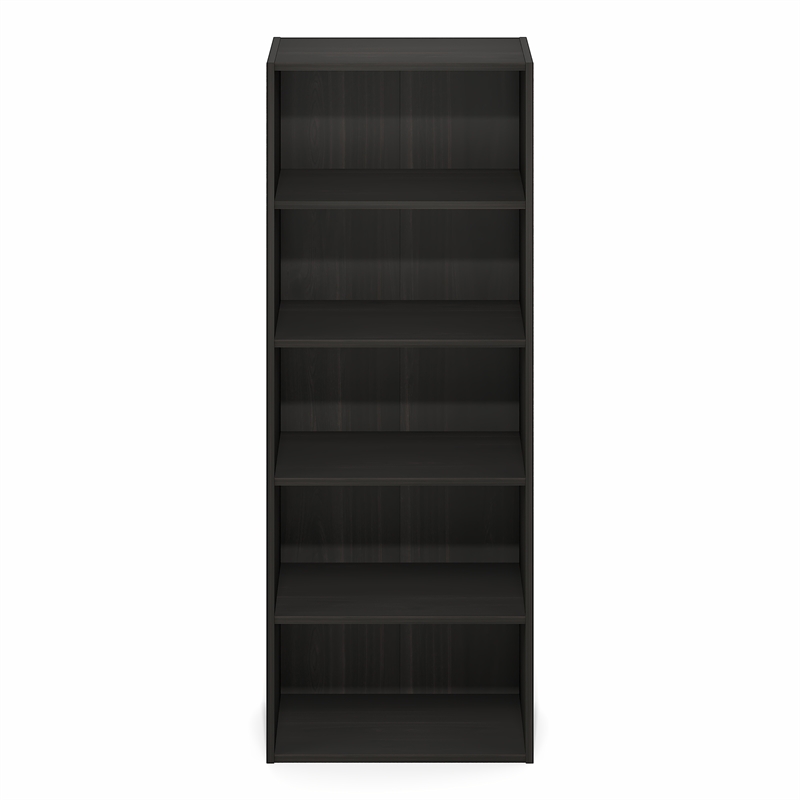 Furinno BASIC 5-Tier Open Shelf Bookcase  11 x 17 x 4inches4 in Espresso