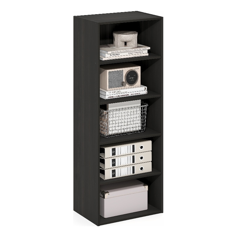 Furinno BASIC 5-Tier Open Shelf Bookcase  11 x 17 x 4inches4 in Espresso