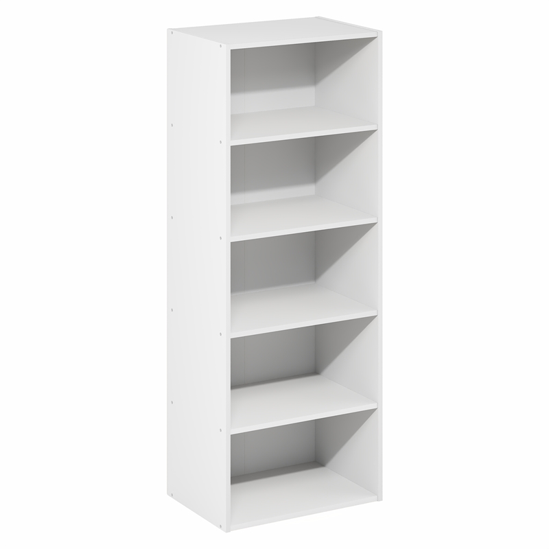 Furinno BASIC 5-Tier Open Shelf Bookcase  11 x 17 x 4inches4 in White