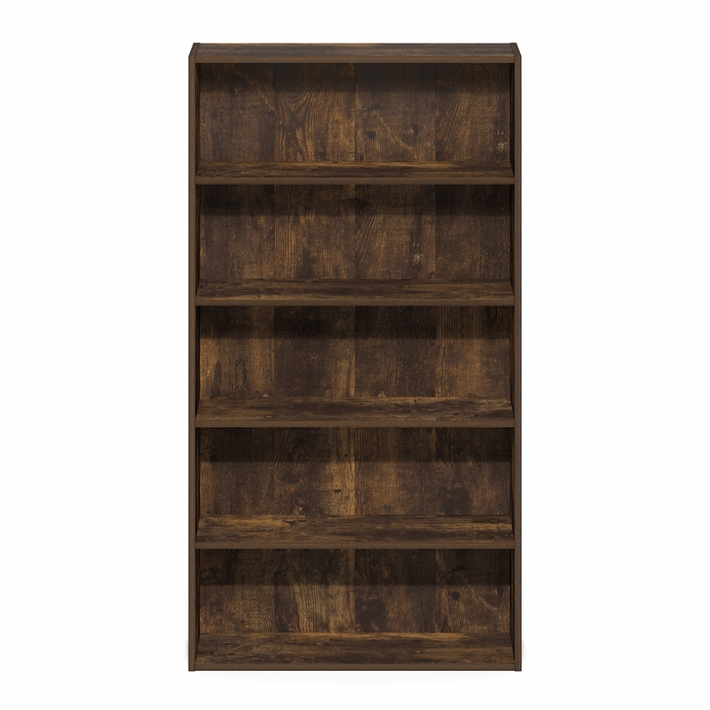 Furinno BASIC 5-Tier Open Shelf Bookcase  7 x 24 x 44inches in Amber Pine