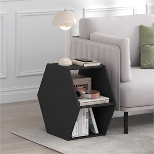 Furinno Modern Hexagonal Coffee Table with Open Storage in Americano