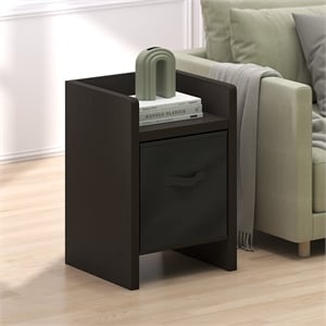 Furinno VIOLA End Table in Side Table with Storage Bins in Dark Oak