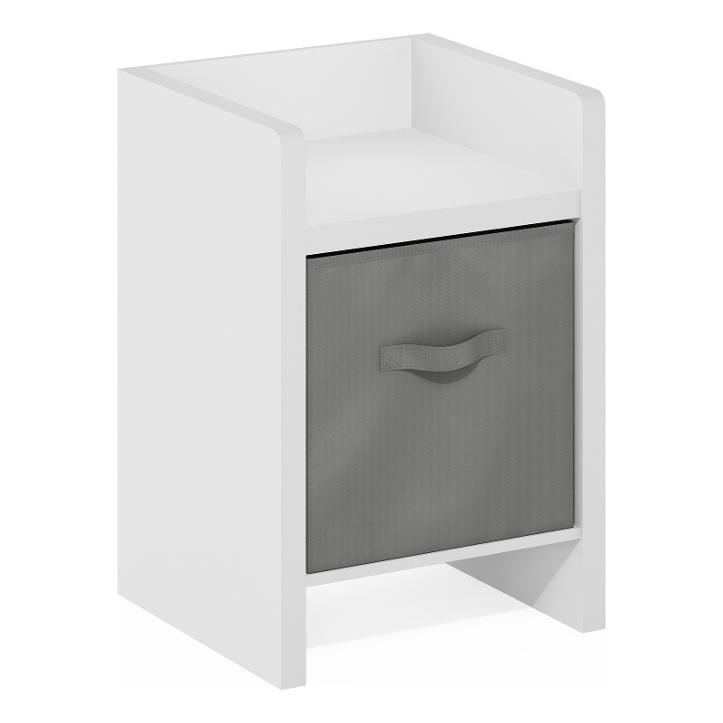 Furinno VIOLA End Table in Side Table with Storage Bins in White