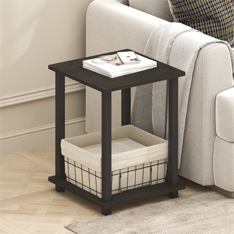 Furinno SIMPLISTIC End Table in Set of Two in Black Espresso/Black