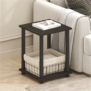Furinno Simplistic End Table in Set of Two in Black Espresso/Black