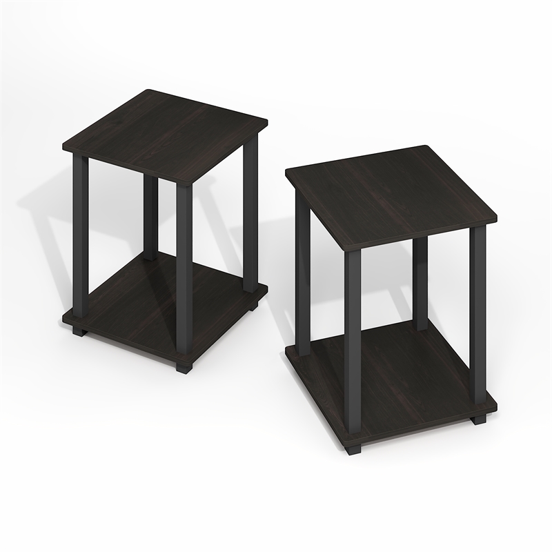 Furinno SIMPLISTIC End Table in Set of Two in Black Espresso/Black