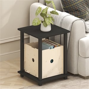 Furinno SIMPLISTIC End Table in Set of Two in Dark Americano/Black