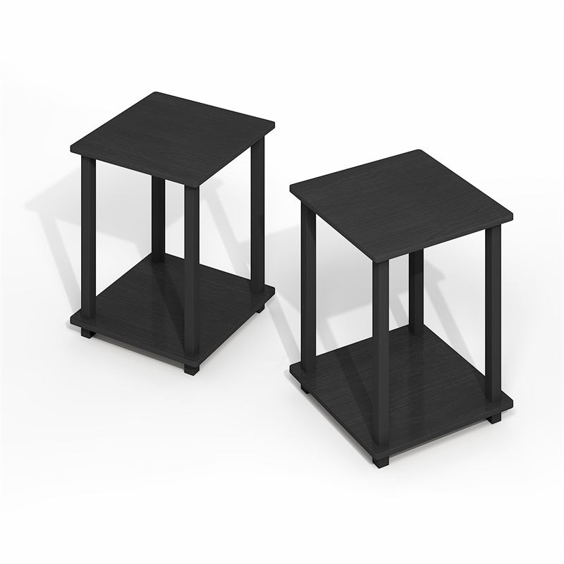 Furinno SIMPLISTIC End Table in Set of Two in Dark Americano/Black