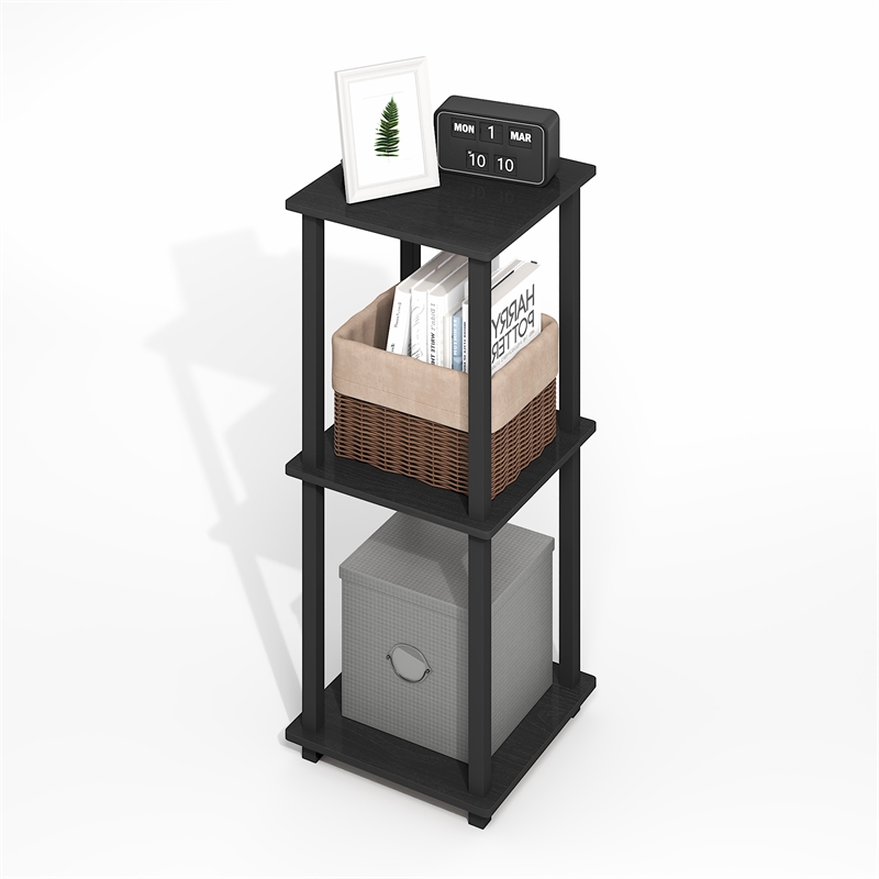 Furinno SIMPLISTIC End Table in Set of Two in Dark Americano/Black