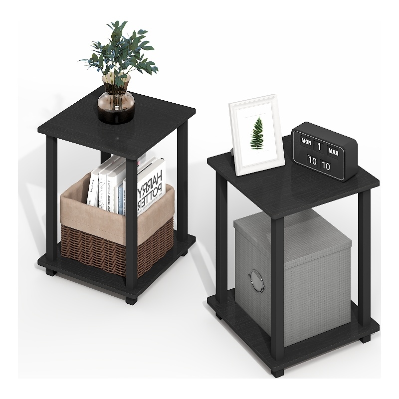 Furinno SIMPLISTIC End Table in Set of Two in Dark Americano/Black
