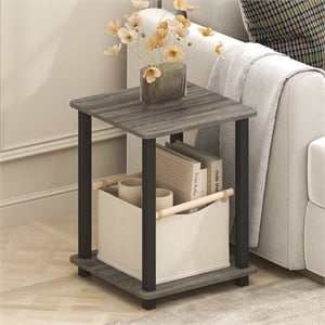 Furinno SIMPLISTIC End Table in Set of Two in Grey Oak/Black