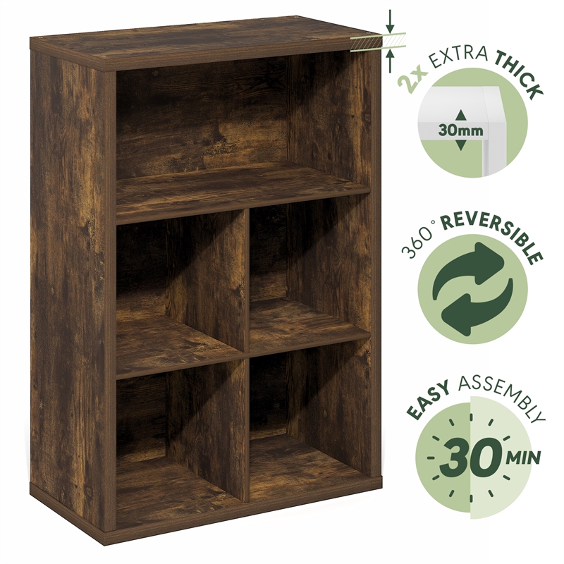 Furinno CUBICLE Closed Back Storage Organizer 5-Cube in Amber Pine
