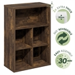 Furinno CUBICLE Closed Back Storage Organizer 5-Cube in Amber Pine