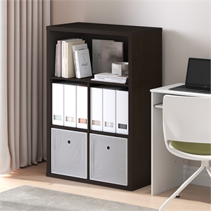 Furinno CUBICLE Closed Back Storage Organizer 5-Cube in Dark Oak