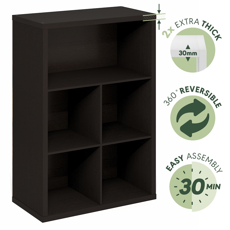 Furinno CUBICLE Closed Back Storage Organizer 5-Cube in Dark Oak