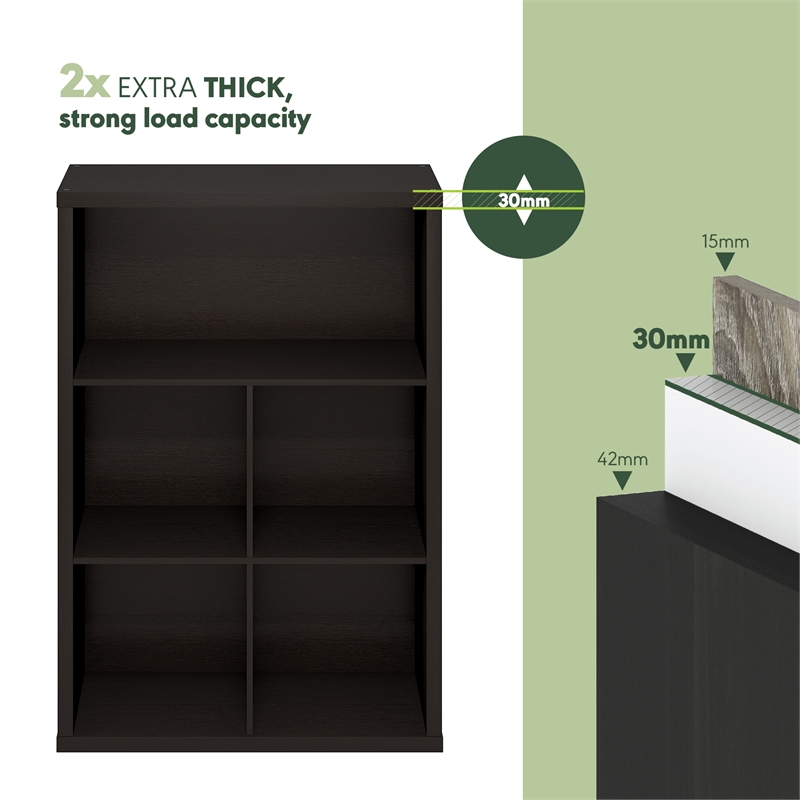 Furinno CUBICLE Closed Back Storage Organizer 5-Cube in Dark Oak
