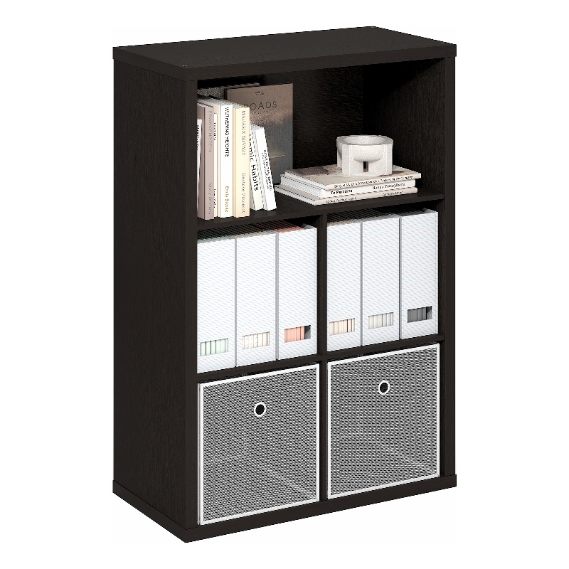Furinno CUBICLE Closed Back Storage Organizer 5-Cube in Dark Oak