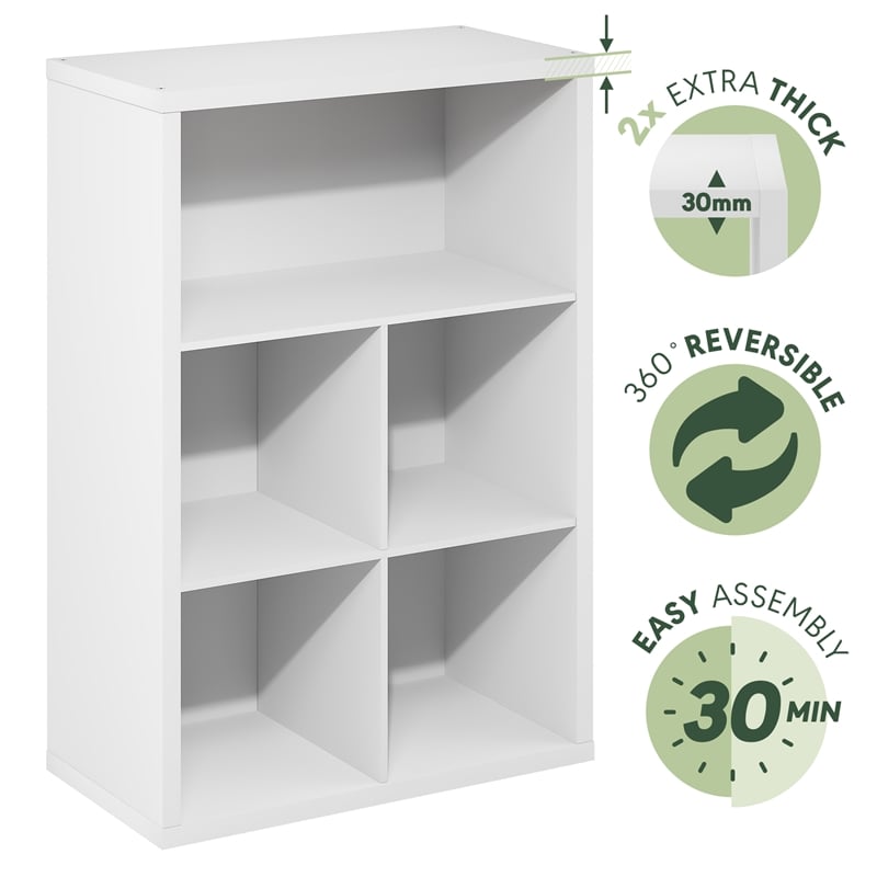 Furinno CUBICLE Closed Back Storage Organizer 5-Cube in White