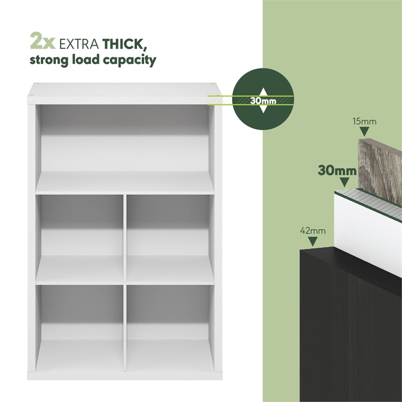 Furinno CUBICLE Closed Back Storage Organizer 5-Cube in White
