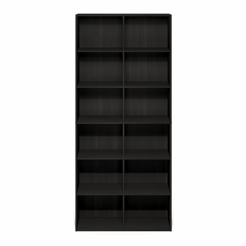 Furinno BASIC 12-Cube Open Bookcase Storage Organizer 12 x 32 x 71 in Espresso