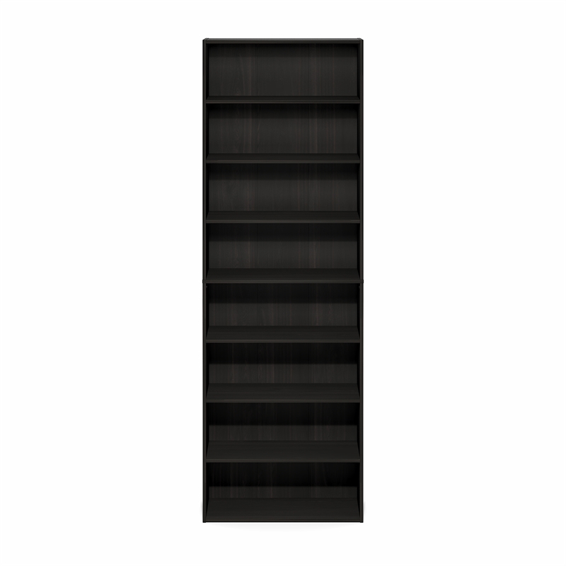 Furinno BASIC 8-Tier Open Bookcase Storage Organizer 12 x 24 x 71 in Espresso