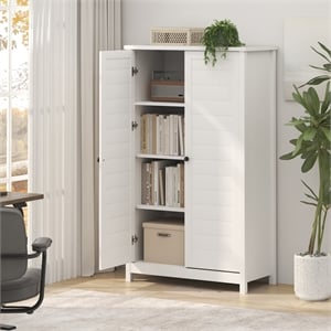 Furinno Robin Storage Kitchen Cabinet with 2 Doors 60H in White