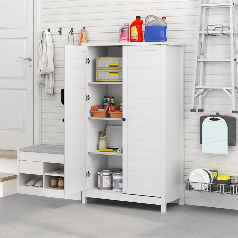 Furinno Robin Storage Kitchen Cabinet with 2 Doors 60H in White