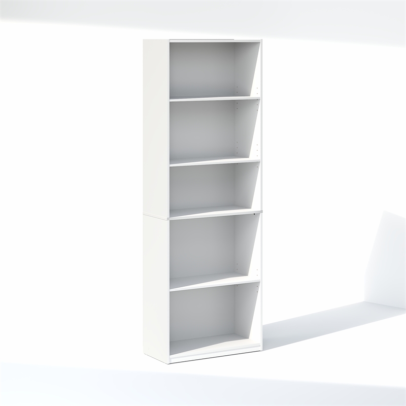 Furinno GEHRY 5-Tier Media Storage with AdJUSTable Shelves in White