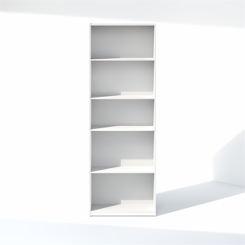 Furinno GEHRY 5-Tier Media Storage with AdJUSTable Shelves in White