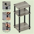Furinno TURN-N-TUBE 3-Tier End Table Night Stand in Grey Oak
