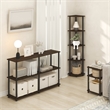 Furinno TURN-N-TUBE 3-Tier End Table Night Stand in Brown Walnut
